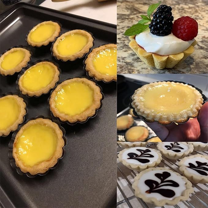 Xstronq 12PCS 2.6" Egg Tart Molds, Mini Carbon Steel Non-Stick Baking Pans