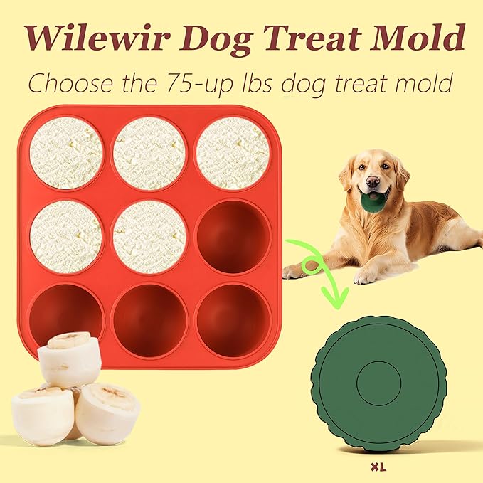Wilewir 9-Cavity Silicone Frozen Dog Treat Mold for Woof Pupsicle & Power Chewer Pupsicle XL 75 lbs and Up, Reusable Frozen Dog Treat Tray Mold for Pupsicle Toy