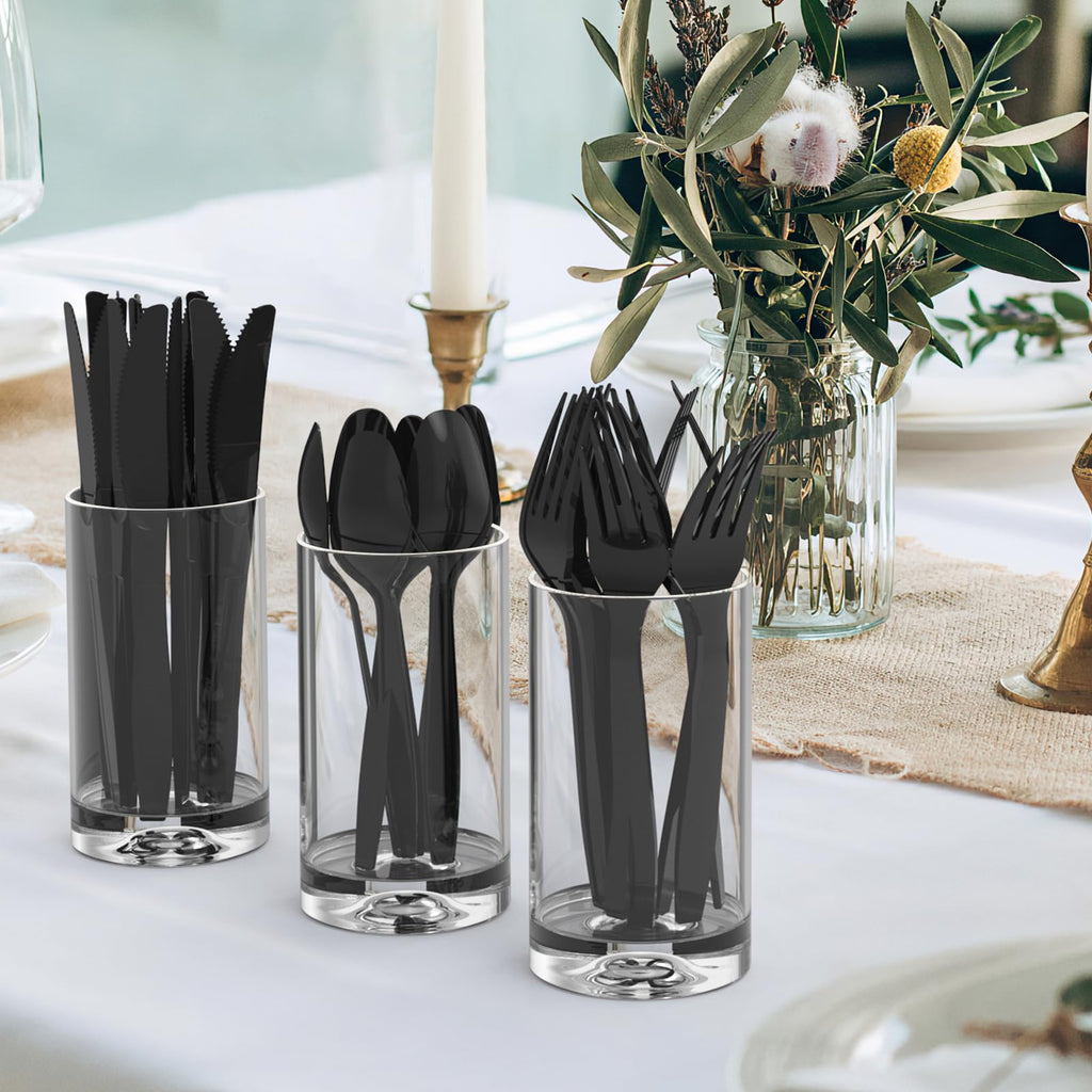 Dealusy 360 Count Extra Heavy Duty Black Plastic Forks Disposable, BPA-Free, Heat Resistant, Solid and Durable Disposable Forks Bulk, Premium Plastic Forks heavy duty for Party Supply