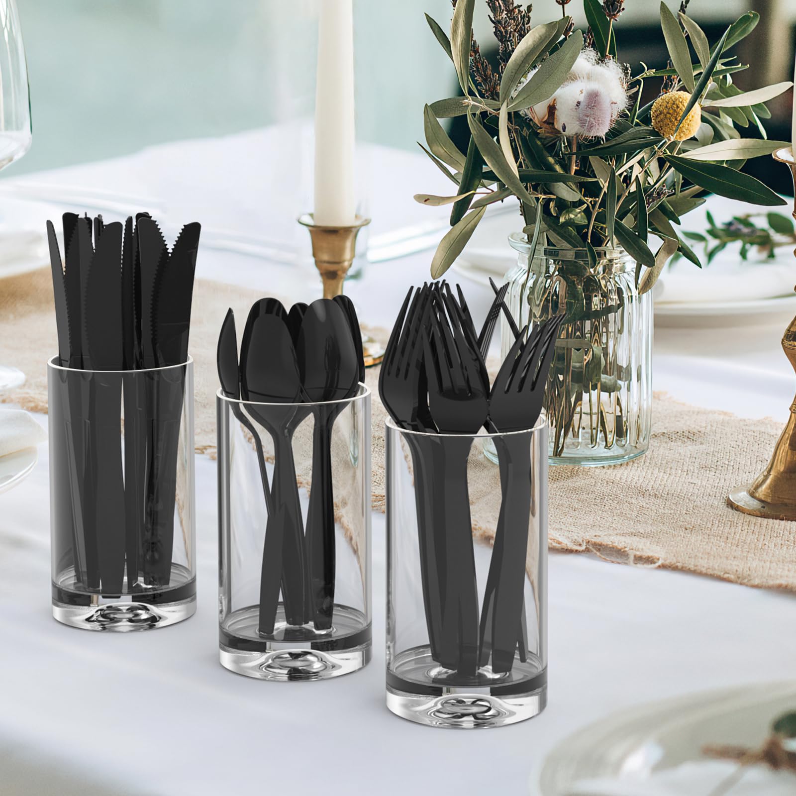 Dealusy 360 Count Extra Heavy Duty Black Plastic Forks Disposable, BPA-Free, Heat Resistant, Solid and Durable Disposable Forks Bulk, Premium Plastic Forks heavy duty for Party Supply
