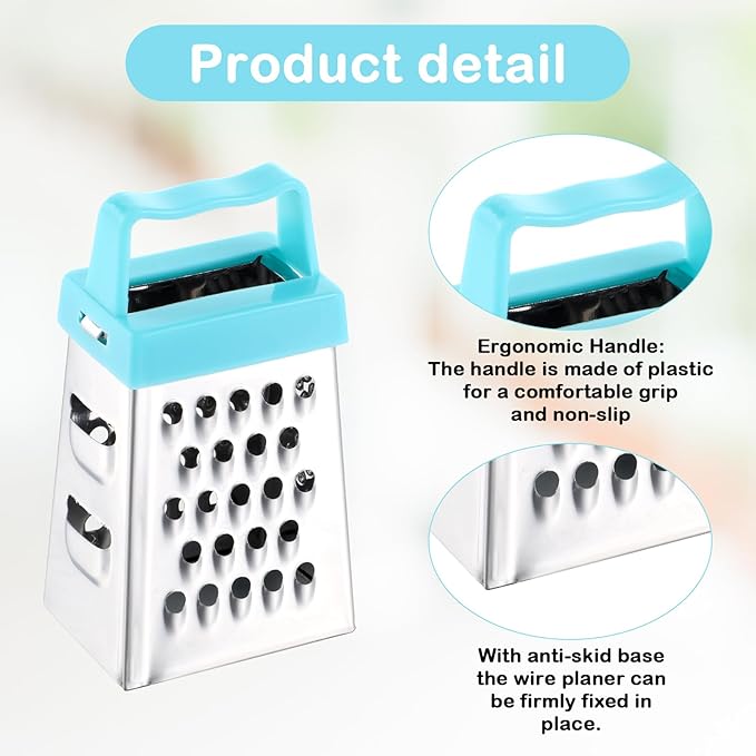 AOZUO 3Pcs Mini Grater, Small Cheese Grater Stainless Steel Box Grater with Handle Efficient Kitchen Gadget for Grating Garlic Nutmeg Chocolate Parmesan Dishwasher Safe,1.02x1.45in