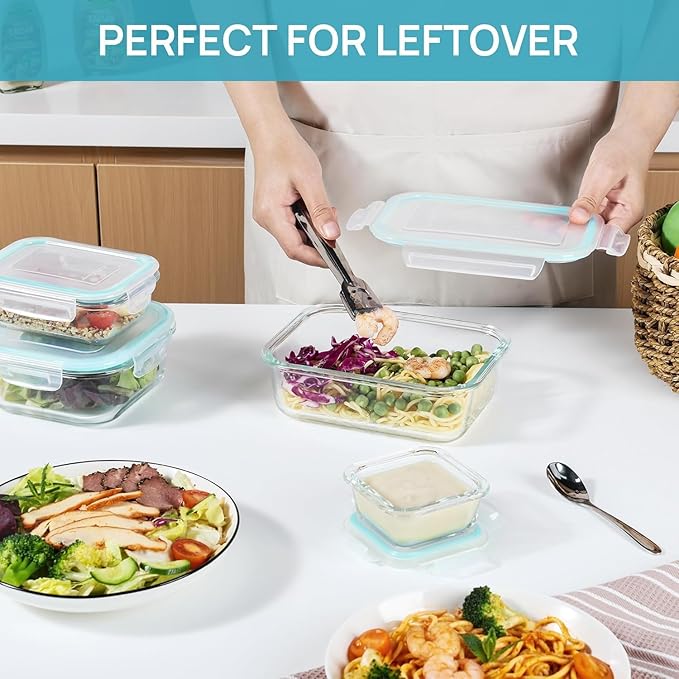 Vtopmart 8 Pack Glass Food Storage Containers with Airtight Lids