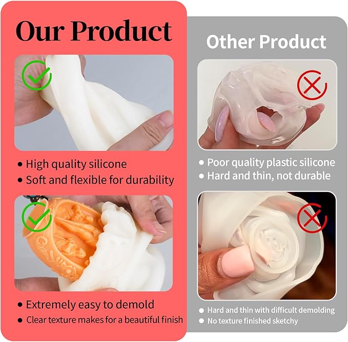 MGLIFEUL 9PCS 3D Flower Candle Making Molds Moldes de Silicona para Velas