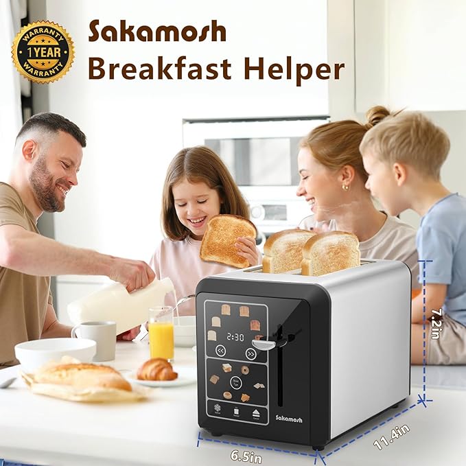 SAKAMOSH 2-Slice Touchscreen Toaster with bagel function
