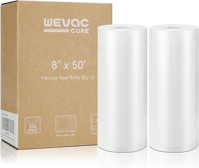 Wevac Vacuum Sealer Bags for Food 8x50 2 Rolls, Fit Food Saver Machines