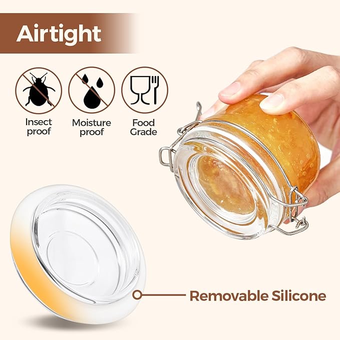 ComSaf Small Mason Glass Jars with Airtight Lids 4 oz 6 Pack Pantry