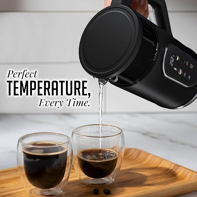 OVENTE 1.7L Electric Kettle with Digital Touchscreen, 1500W, Black KD96B