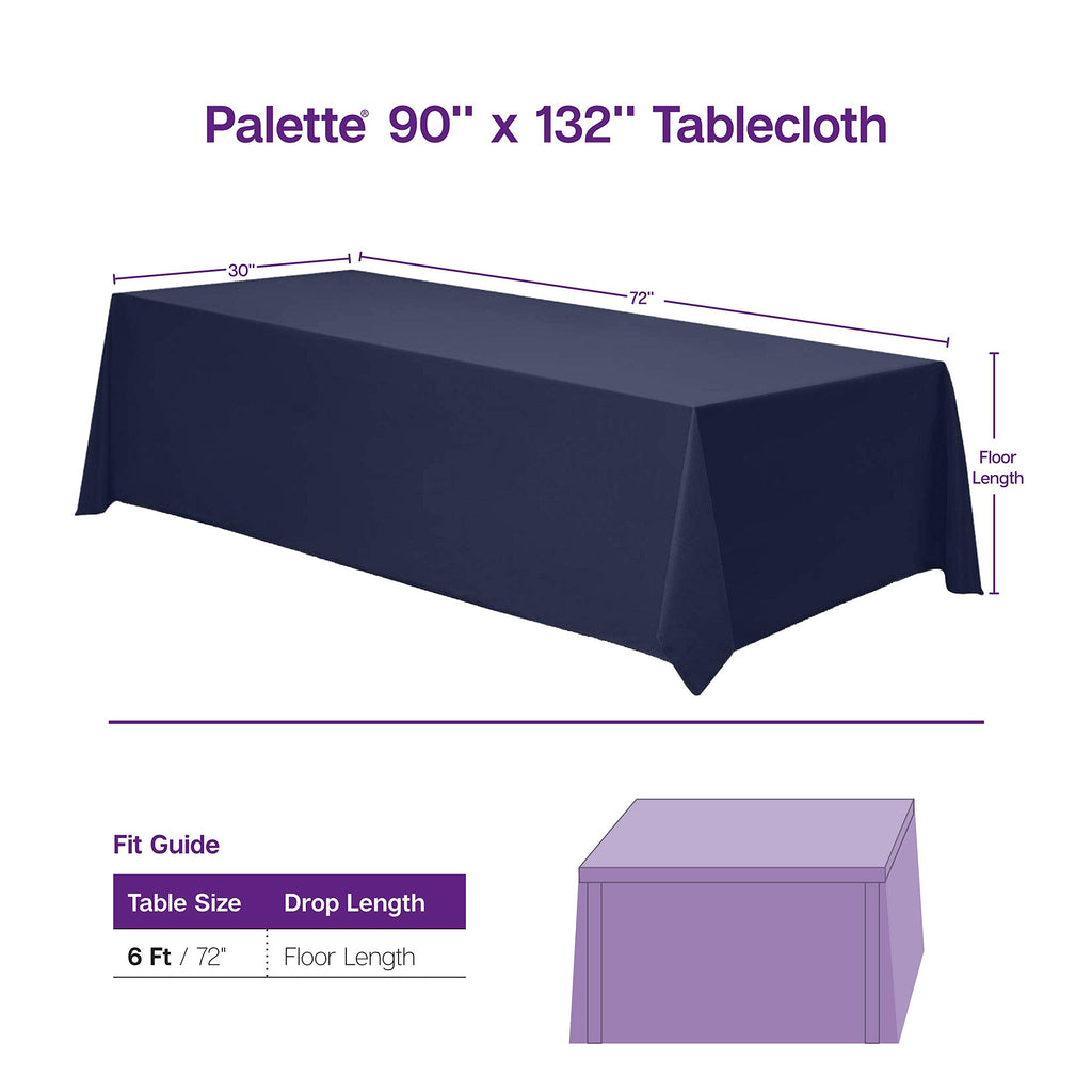 Gee Di Moda Rectangle Tablecloth - 90 x 132 Inch Black Table Cloth for 6 Foot Tables with Floor-Length Drop - Heavy Duty Washable Fabric for Holiday Party, Dinner, Weddings & Baby Shower