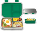 BABHAMNESS Stainless Steel Bento Box Kids, 3 Compartments Leak Proof Metal Bento Lunch Box, 304 Stainless Steel Bento Lunch Containers for School and Office,Dishwasher Safe, BPA-Free-Green