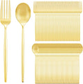SUT 200PCS Plastic Forks and Spoons Heavy Duty Set, Gold Disposable Silverware, gold Cutlery, Disposable Utensils, Plastic Flatware Includes 100 Forks, 100 Spoons for Party