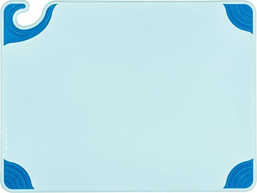 San Jamar Saf-T-Grip Cutting Board With Molded-In Ruler, Plastic Chopping Board for Kitchen, 15" x 20" x 0.5", 1 Count, Blue