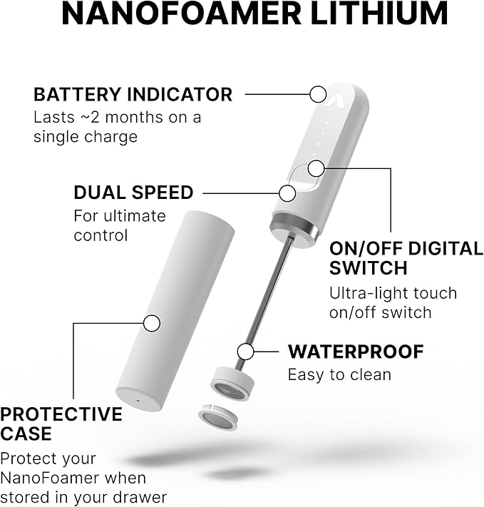 Subminimal NanoFoamer Milk Foamer - Rechargeable Handheld Frother - White
