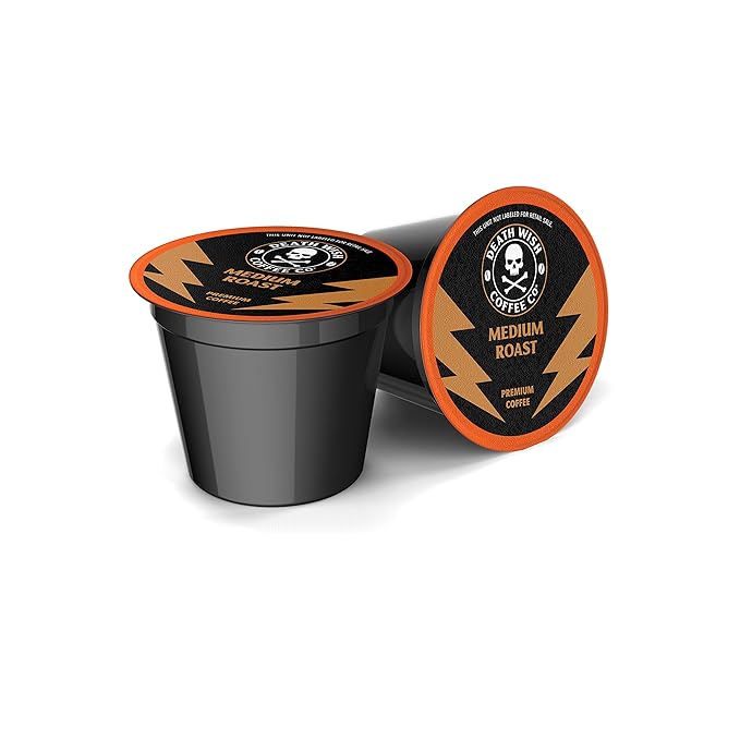 Death Wish Coffee Medium Roast Single Serve Coffee Pods, Organic, 10 Count
