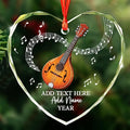 Custom Mandolin Christmas Glass Ornament 2026, Personalized Mandolin Player Xmas Ornament with Text Name & Year, Musical Instrument Christmas Tree Ornaments, Gift for Men Women Mandolinist