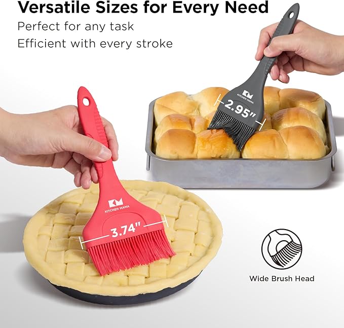 Kitchen Mama Platinum Silicone Extra Wide Pastry & Basting Brush Set