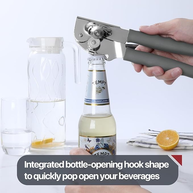 UHIYEE Commercial Can Opener Heavy Duty, Hand Crank for Large Cans, Gray