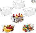 Clear Fridge Organizer Bins with Handles, 6 Pack Medium 10×6×5 Inch