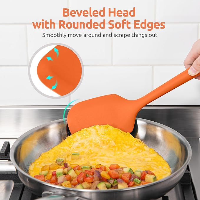 U-Taste Silicone Turner Cooking Spatula, 13.6" Long/3.7" Wide, Orange