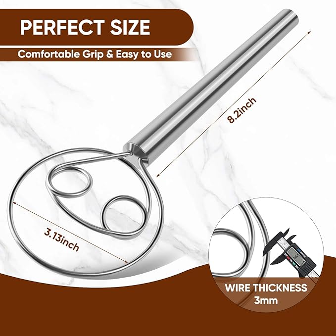 Maxjoy Danish Dough Whisk Stainless Steel for Sourdough Bread