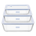 Urban Green Glass Food Container Set with Silicone Glass Lid, 3 Pack, Airtight, LeakProof, 100% Plastic Free, Meal Prep Food Storage Containers