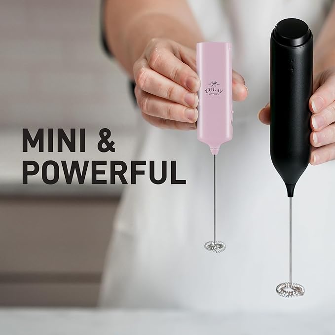 Mini & Mighty Milk Frother Wand – Powerful Handheld Coffee Frother, Battery Operated Drink Mixer – Compact Pocket Size – Detachable Whisk for Latte, Cappuccino, Matcha, Hot Chocolate