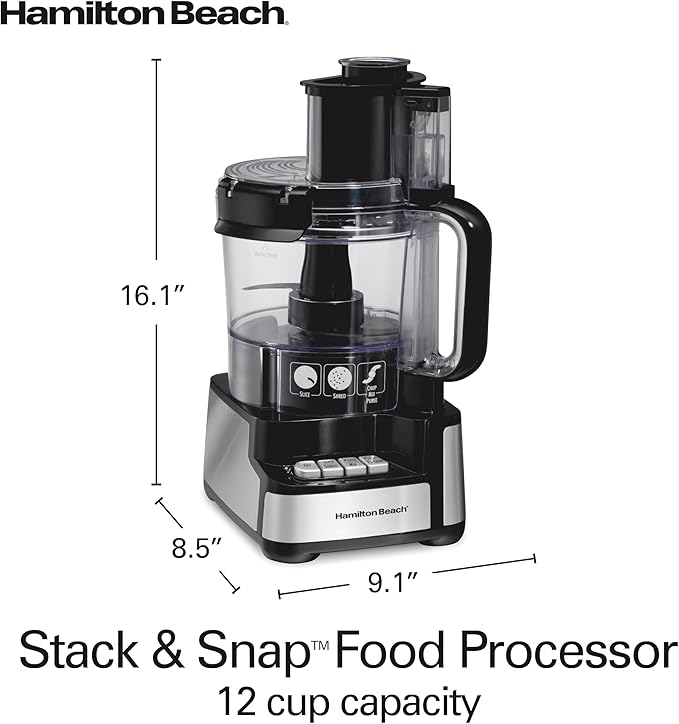 Hamilton Beach 12 Cup Stack & Snap Food Processor and Vegetable Chopper