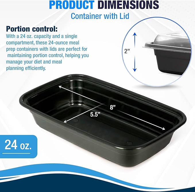 Ruthy's Outlet Meal Prep Containers W/Lids -Square Food Storage – BPA-Free| Stackable | Microwave | Freezer & Dishwasher Safe | Reusable Lunch Bento Box Portion Control & Planning (30 Pack, 32 oz)
