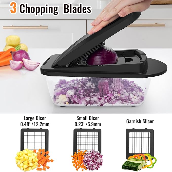 Ukeetap 8-Blade Cook Tool & Gadget Sets, Chopper Slicer Grater Set, Black
