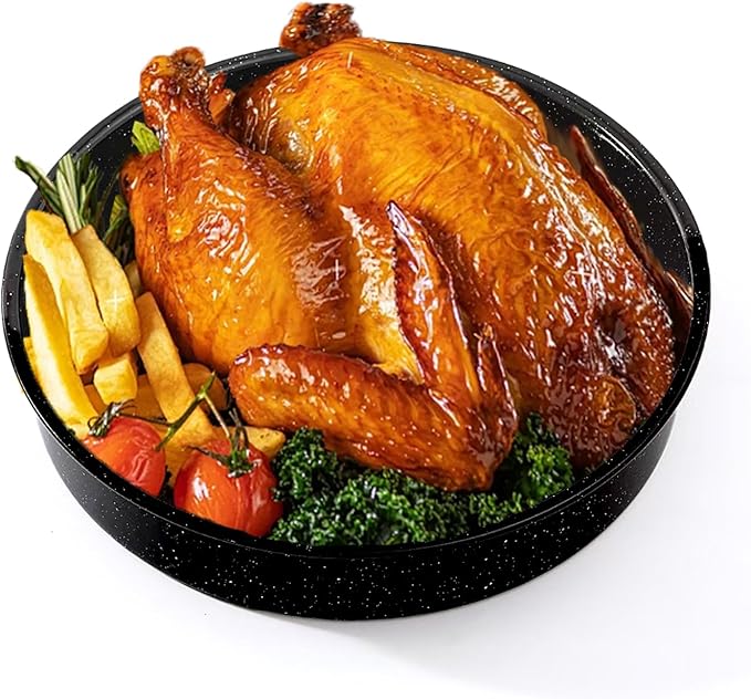 3-Pack Enamel Roasting Pan Set Round Deep Baking Pans10"/12"/14",Cake Pans Oven Trays High Performance Non-Toxic Pizza Pan Cookie Baking Sheets Oven Trays For Cooking Merry Christmas Gift for Mom