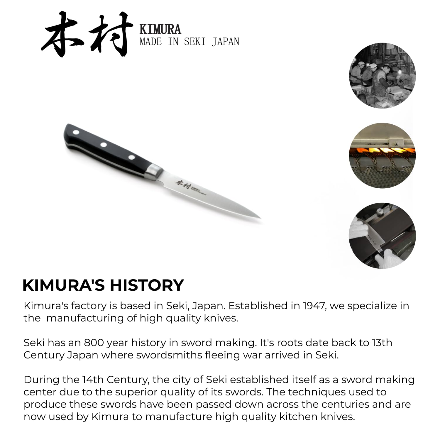 Kimura Paring Knife, [Made in Japan], 3.5 inch Professional Chef Knife, Ultra Sharp High Carbon Molybdenum Stainless Steel Kitchen Knives, Chefs Knife with Ergonomic Handle - Japanese Chef's Knife