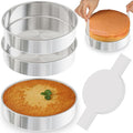 8 Inch Cake Pan, 3PCS Stainless Steel Baking Pans with 100 Parchment Paper