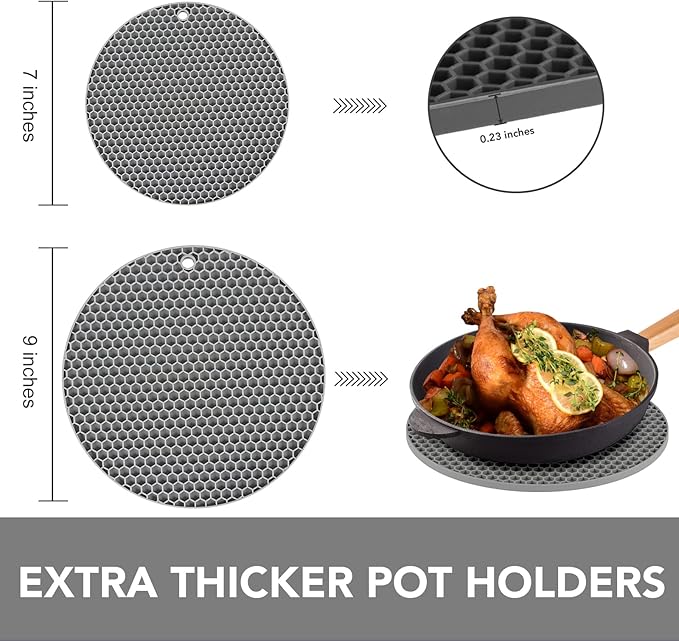 Joyhalo 4 Pack Silicone Trivet for Hot Dishes
