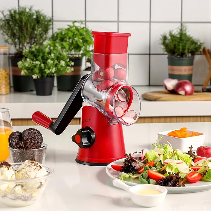 GDL Cheese Grater Hand Crank, Rotary Cheese shredder, Vegetable Slicer