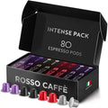 ROSSO CAFFÈ Espresso Pods for Nespresso Original Machines, Intense Pack 80
