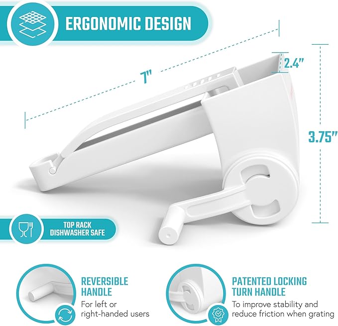 Vivaant Rotary Cheese Grater Hand Crank, Handheld Parmesan Cheese Shredder