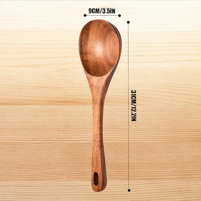 Zenxylo Wooden Spoons for Cooking & Cooking Spatula Turner Set, Premium Teak Wooden Cooking Utensils Set, Wooden Mixing Spoon