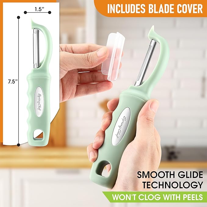 Spring Chef Swivel Vegetable Peeler with Ergonomic Handle, Pistachio