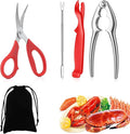 5 PCS Seafood Cracker Tool Set, Including Lobster Sheller, Stainless Steel Crab Crackers, Crab Leg Fork, Scissors and Storage Bag for Seafood Boil Party Supplies, Ideal Gift for Friends