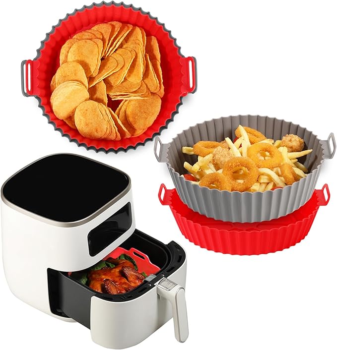 Silicone Air Fryer Liners Round,Pot 4 Pcs 6.5inch Reusable Air Fryer Basket