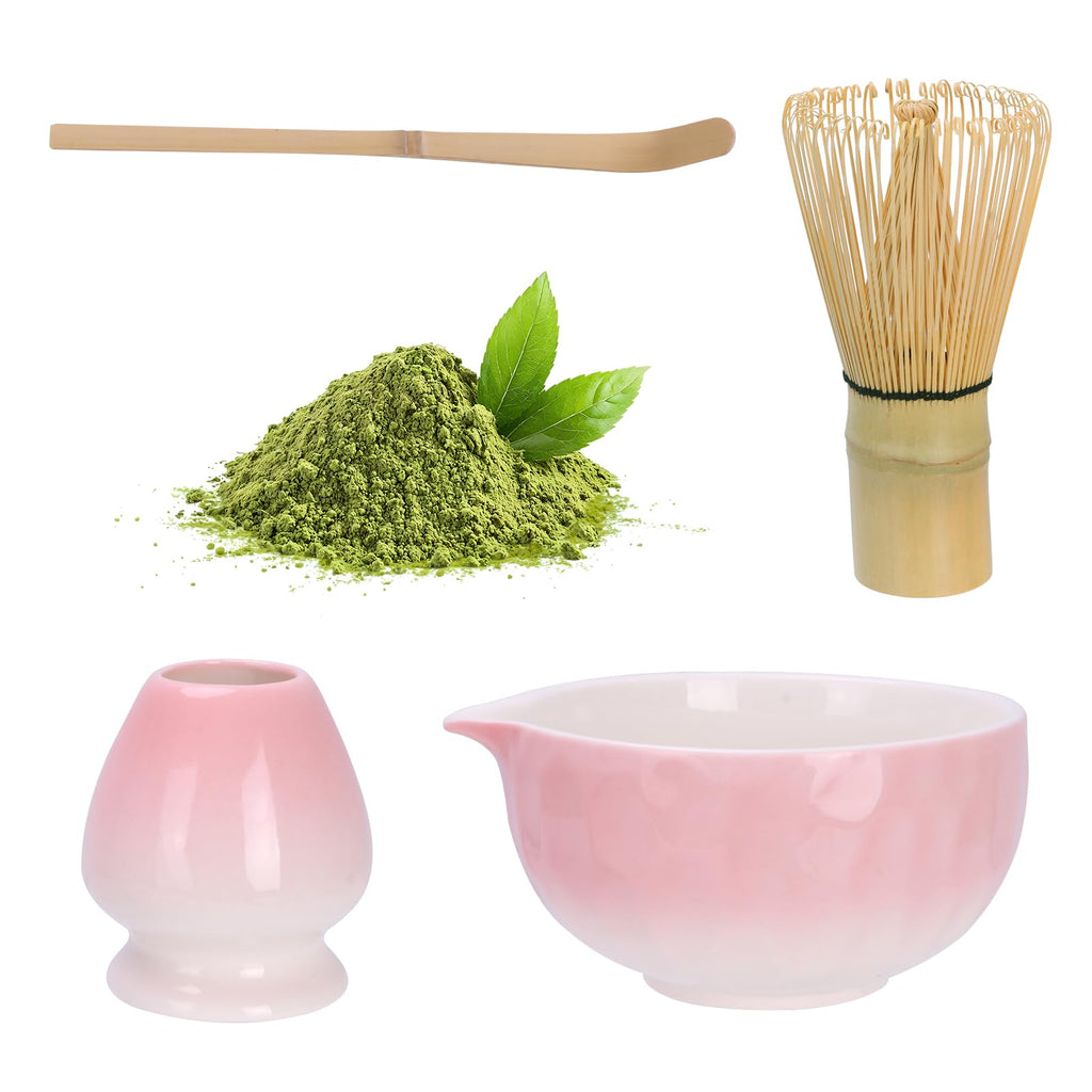 Matcha Whisk Set,4pcs Matcha Set Whisk and Matcha Bowl with Spout,Ceramic Matcha Whisk Holder,Scoop,Matcha Bowl Set for Matcha Lovers Kitchen Matcha Accessories,Ideal Gift Christmas