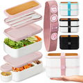 KARRICO Double Premium Bento Box Adult, 67oz, Portion Control, Dusty Pink