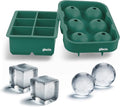 Silicone Ice Cube Trays with Lids, Large 2 Inch Cubes & Spheres Set