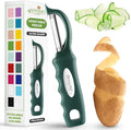 Spring Chef Potato Peeler for Kitchen with Soft Grip Handle, Pine Green