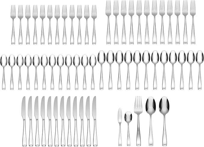 Oneida Moda 65-Piece 18/10 Silverware Set for 12, Flatware