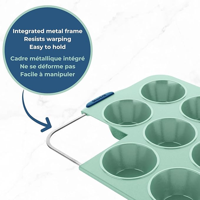 Starfrit 24-Cup Mini Muffin Pan, Silicone, Metal Frame, Green