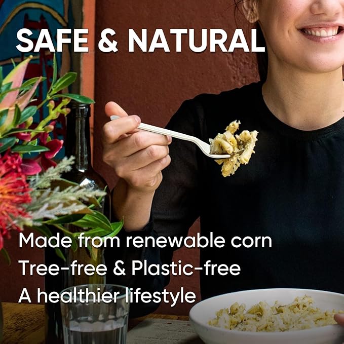 300 Count Compostable Forks Heavy Duty Disposable Forks