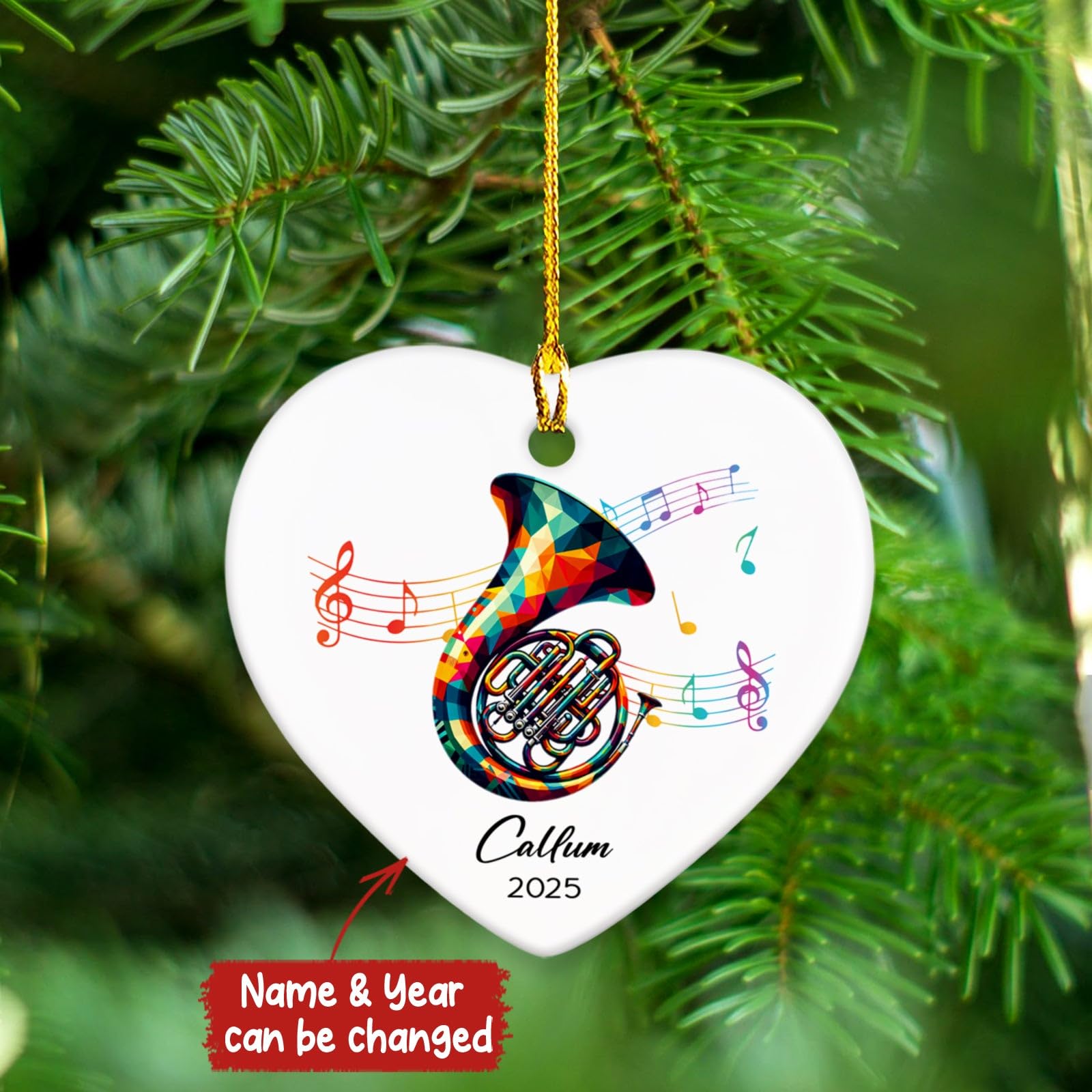 French Horn Ceramic Ornaments, Customized Name & Year French Horn Player Christmas Ornament Gifts, Musical Instrument Ornaments Xmas Tree, Personalized Music Lovers Ceramic Ornament Decoration 2026