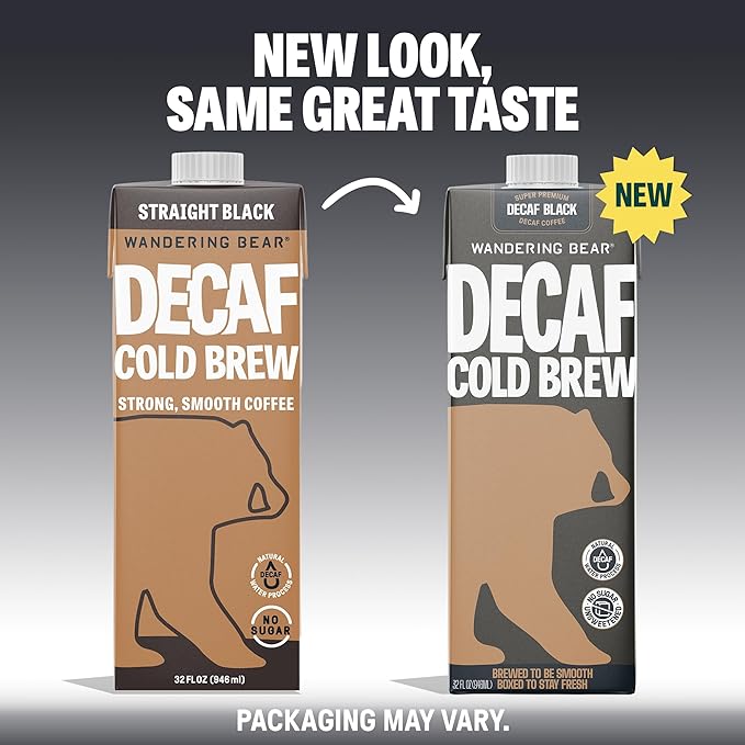 Wandering Bear Decaf Cold Brew Coffee - 32 fl oz, 6 Pack