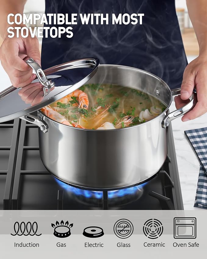 Cooks Standard Stainless Steel Stock Pot - Induction Deep Cookware