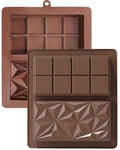 Silicone Chocolate Bar Mold, 1 Inch Deep, Large Candy Mould for Stuffed Bars and Fillings, 2 Pcs (brown02)